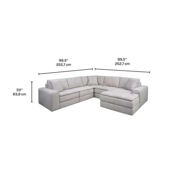 Modular Sectional with a Right-Side Chaise - 5 pcs Grey Outlet