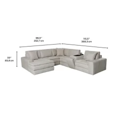 Modular Sectional with Left-Side Chaise and Console with Integrated Sound System - 6 pcs Grey Sale