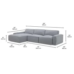 Modular Sectional with Left-Side Chaise - 3 pcs GREY Best