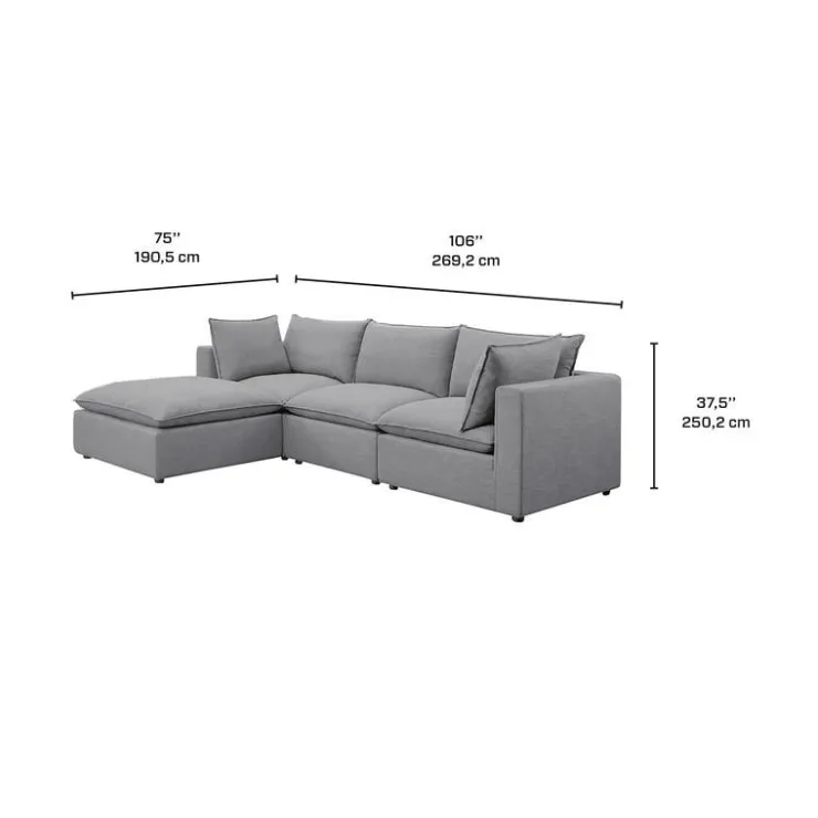 Modular Sectional with Ottoman - 4 pcs Grey Best