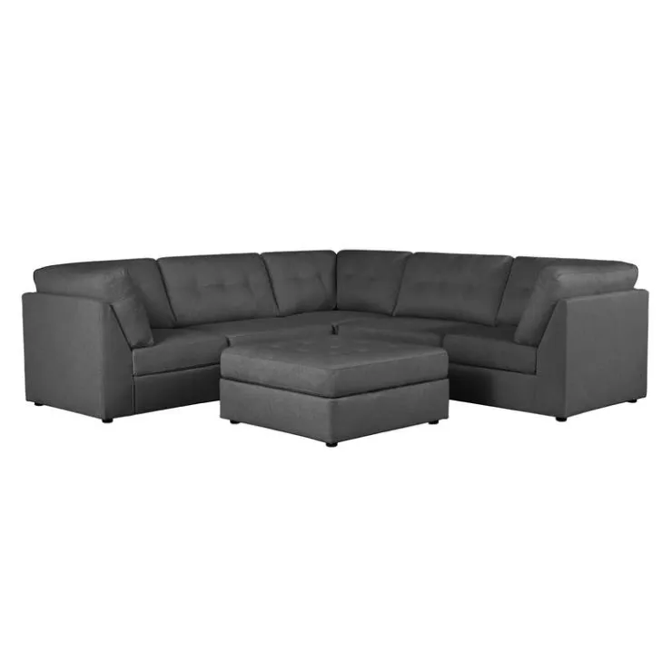 Modular Sectional with Ottoman - 6 pcs Dark Grey