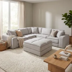 Modular Sectional with Ottoman - 5 pcs Grey Outlet