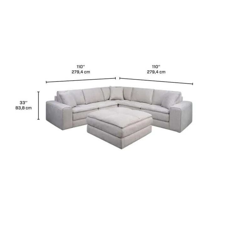 Modular Sectional with Ottoman - 5 pcs Grey Outlet