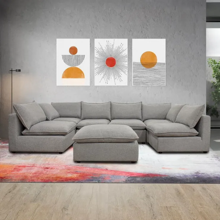 Modular Sectional with Ottoman - 7 pcs Grey Online