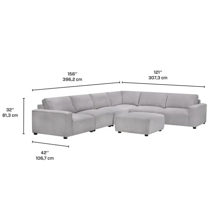Sofa By Fancy Modular Sectional with Ottoman - 7 pcs Grey Best