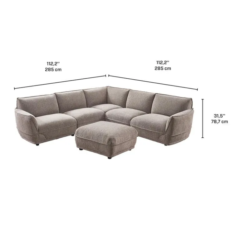 Modular Sectional with Ottoman - 6 pcs Taupe Grey Discount