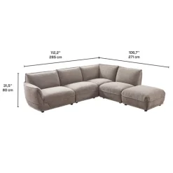 Modular Sectional with Ottoman - 5 pcs Taupe Grey New