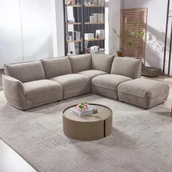 Modular Sectional with Ottoman - 5 pcs Taupe Grey New