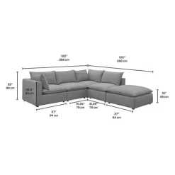 Modular Sectional with Ottoman - 5 pcs Grey Discount