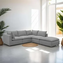 Modular Sectional with Ottoman - 5 pcs Grey Discount