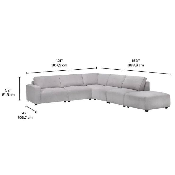 Sofa By Fancy Modular Sectional with Ottoman Positioned to the Right Seat - 6 pcs Grey Best
