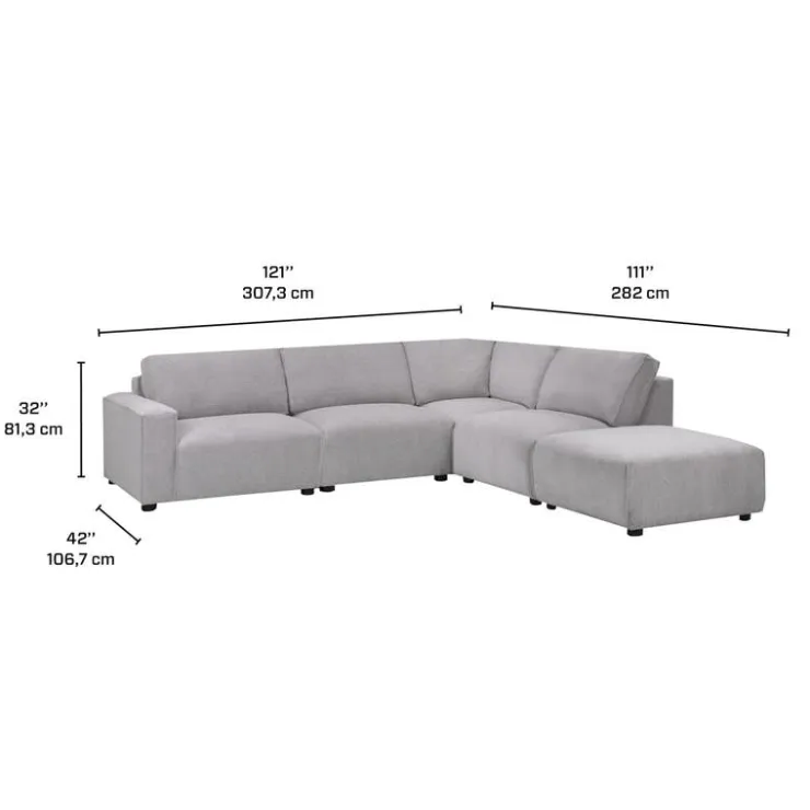 Sofa By Fancy Modular Sectional with Ottoman Positioned to the Right Seat - 5 pcs Grey Online
