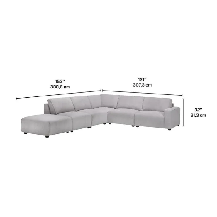 Sofa By Fancy Modular Sectional with Ottoman Positioned to the Left Seat - 6 pcs Grey Sale