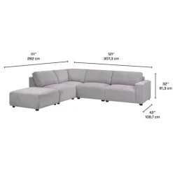 Sofa By Fancy Modular Sectional with Ottoman Positioned to the Left Seat - 5 pcs Grey Hot