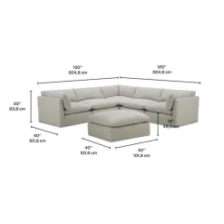 Modular Sectional with Ottoman - 6 pcs Beige Online