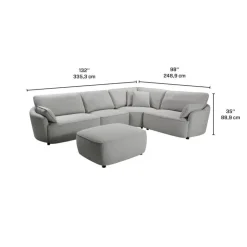 Modular Sectional with Ottoman - 5 pcs Light Grey
