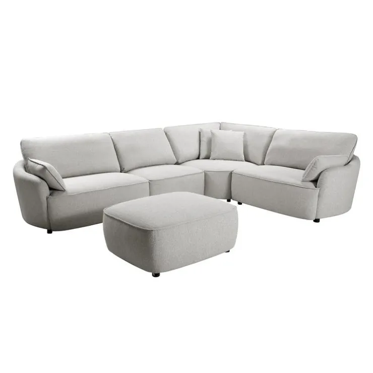 Modular Sectional with Ottoman - 5 pcs Light Grey