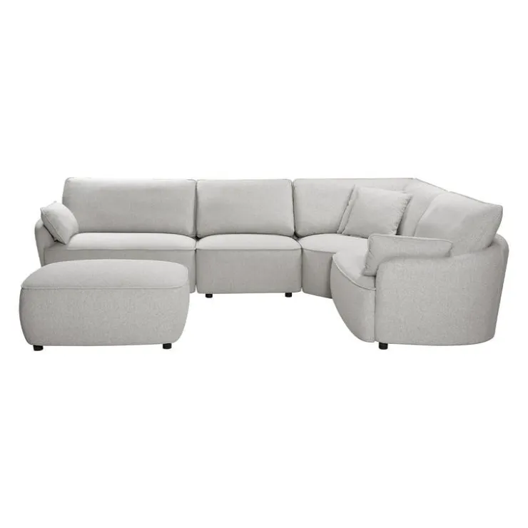Modular Sectional with Ottoman - 5 pcs Light Grey