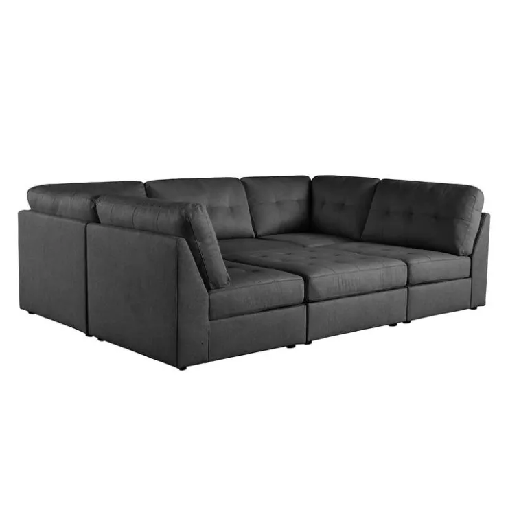 Modular Sectional with Ottoman - 6 pcs Dark Grey Discount