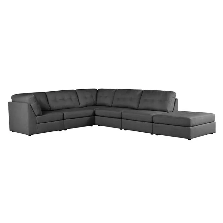 Modular Sectional with Ottoman - 6 pcs Dark Grey Discount