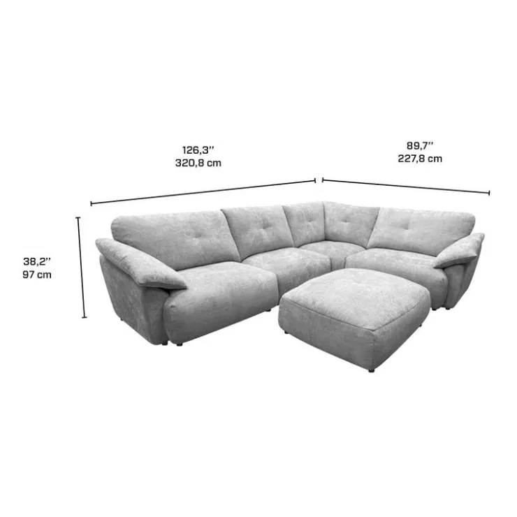 Modular Sectional with Ottoman - 5 pcs Grey Hot