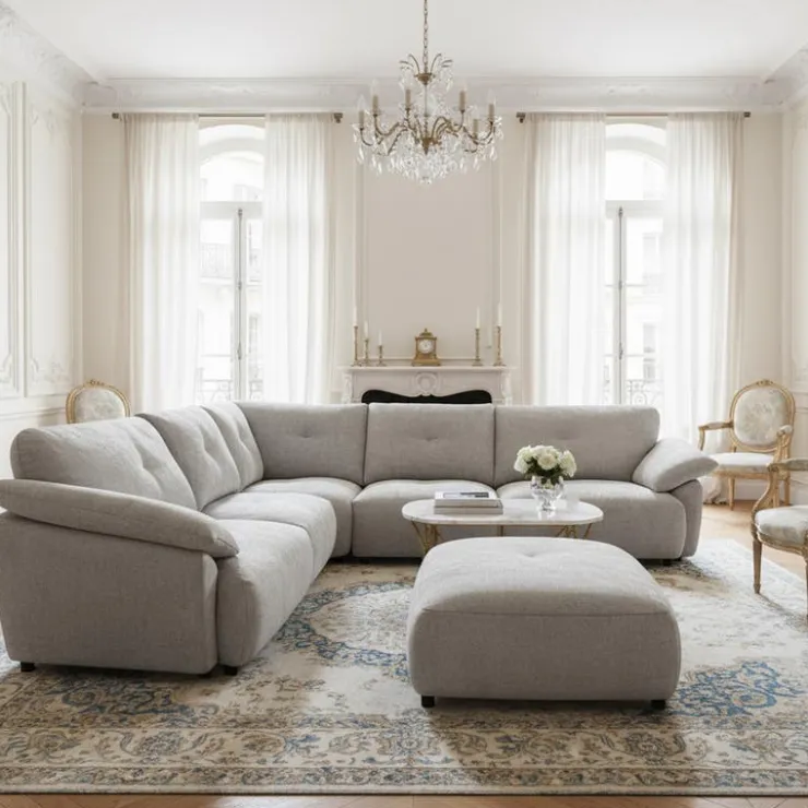 Modular Sectional with Ottoman - 5 pcs Grey Hot