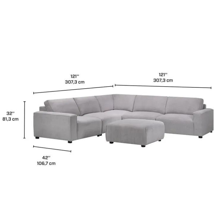 Sofa By Fancy Modular Sectional with Ottoman - 6 pcs Grey Best