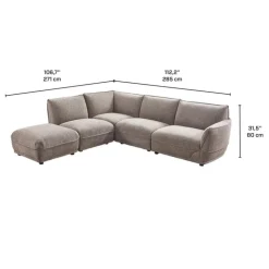 Modular Sectional with Ottoman - 5 pcs Taupe Grey Outlet