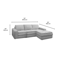 Modular Sectional with Right-Side Chaise - 3 pcs Grey Sale