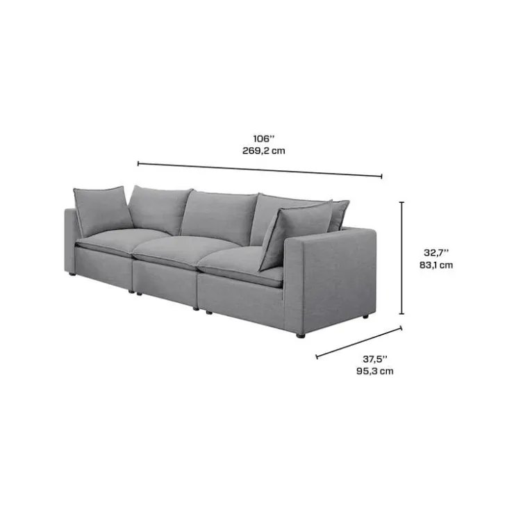 Modular Sofa - 3 pcs Grey Online
