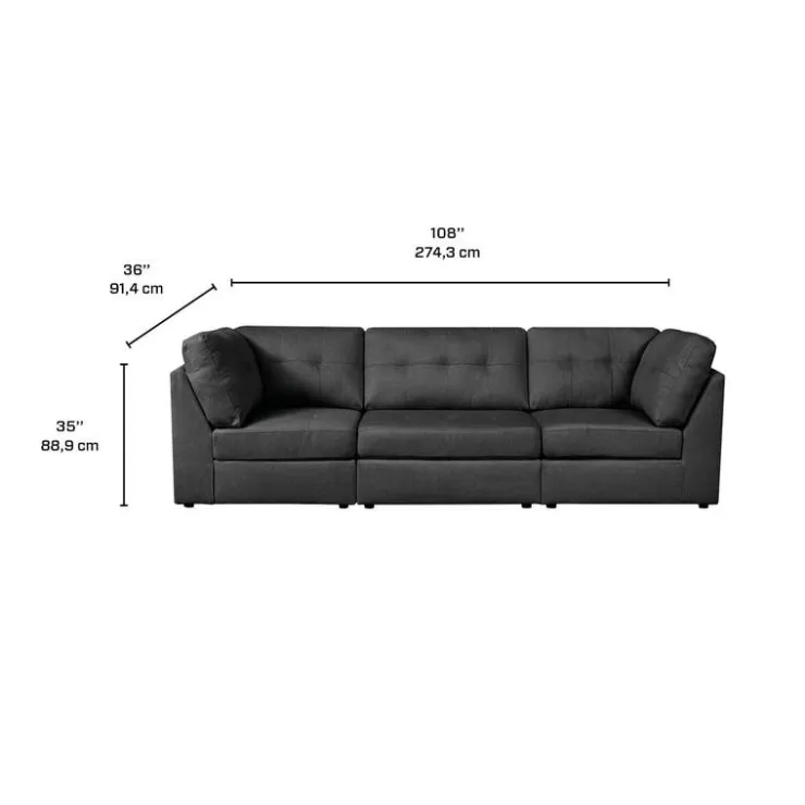 Modular Sofa - 3 pcs Dark Grey New