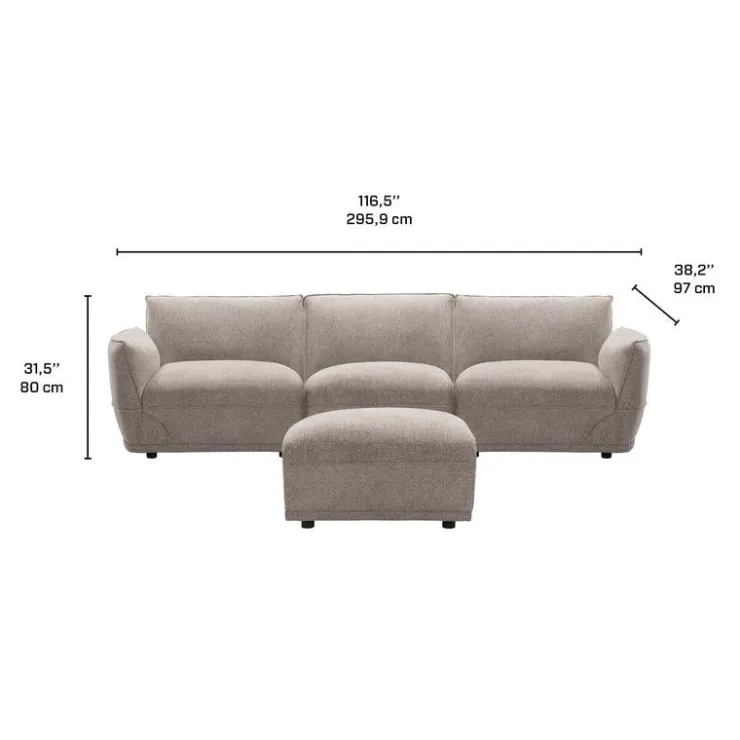 Modular Sofa with Ottoman - 4 pcs Taupe Grey New