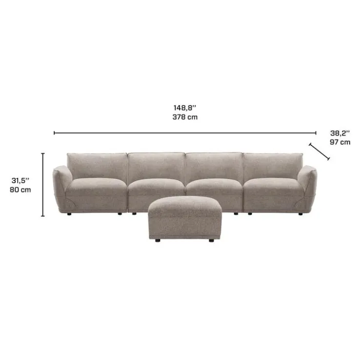 Modular Sofa with Ottoman - 5 pcs Taupe Grey Sale
