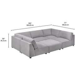 Sofa By Fancy Modular U-Shaped Sectional with Ottoman - 6 pcs Grey Online