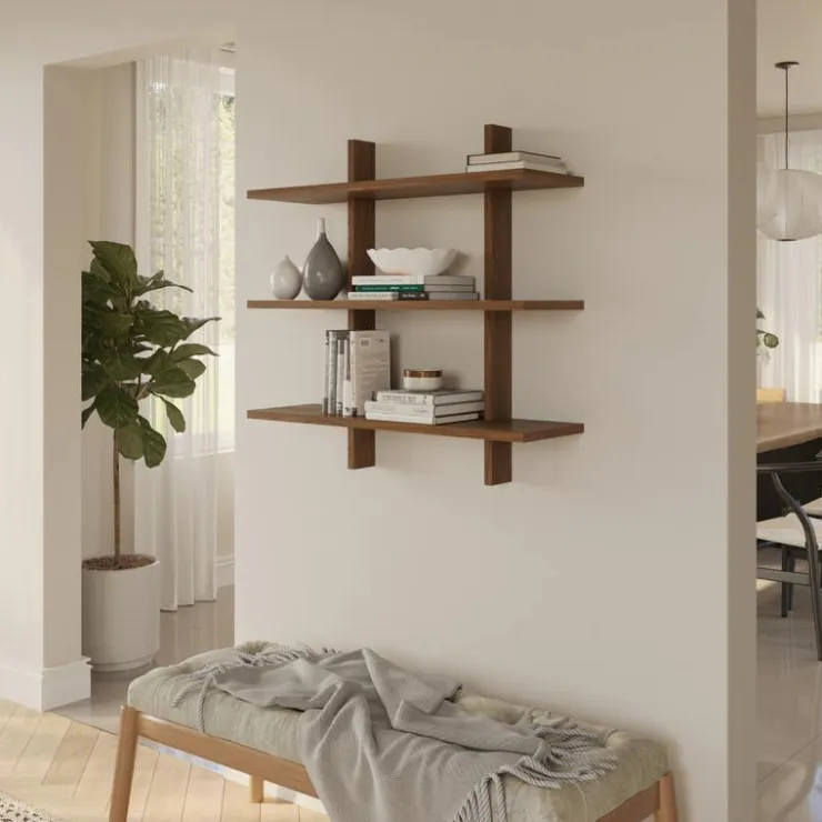 Nexera Modular Wall Shelving System Walnut Sale