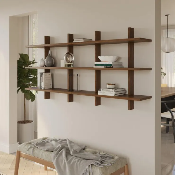 Nexera Modular Wall Shelving System Walnut Sale