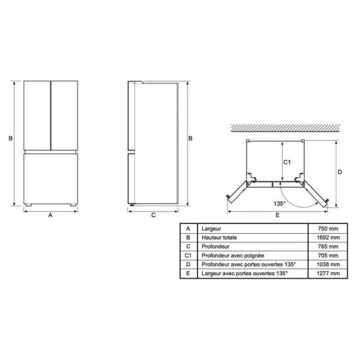 Moffat 18 Cu Ft 30 In Refrigerator Bottom Freezer, French door - MNE18DYTNFS New