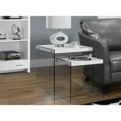 Monarch Nesting table - 2pcs set / glossy / tempered glass - White