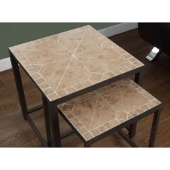 Monarch Nesting table - 2pcs set / terracotta tile top / - Brown Clearance