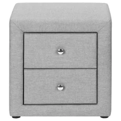 Monarch Nightstand - upholstered / 2 storage drawers - 21"h - linen-look - Grey New
