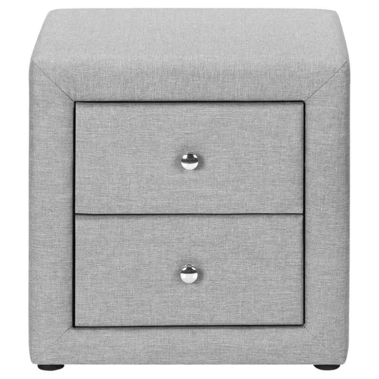 Monarch Nightstand - upholstered / 2 storage drawers - 21"h - linen-look - Grey New