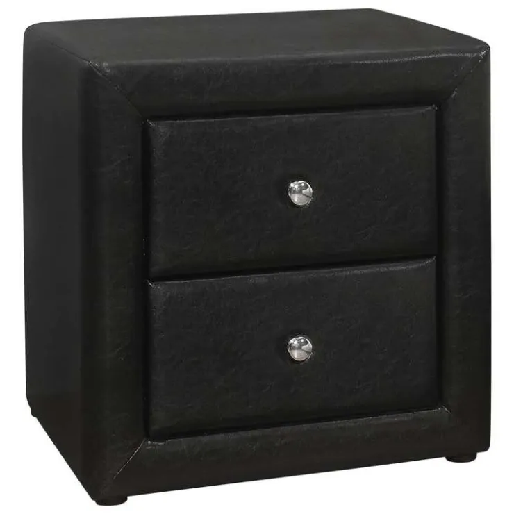 Monarch Nightstand - upholstered / 2 storage drawers - 21"h - leather-look - Black Discount