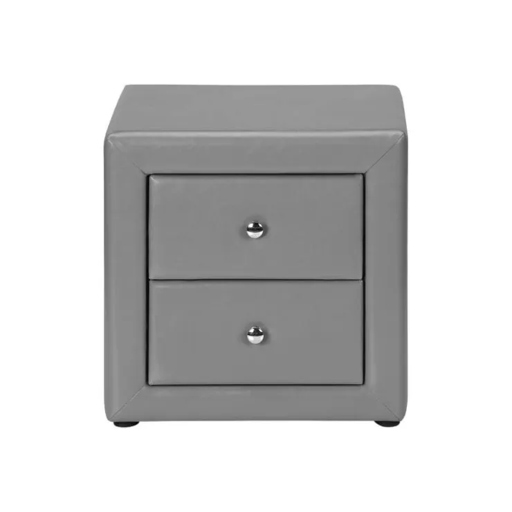 Monarch Nightstand - upholstered / 2 storage drawers - 21"h - leather-look - Grey Online