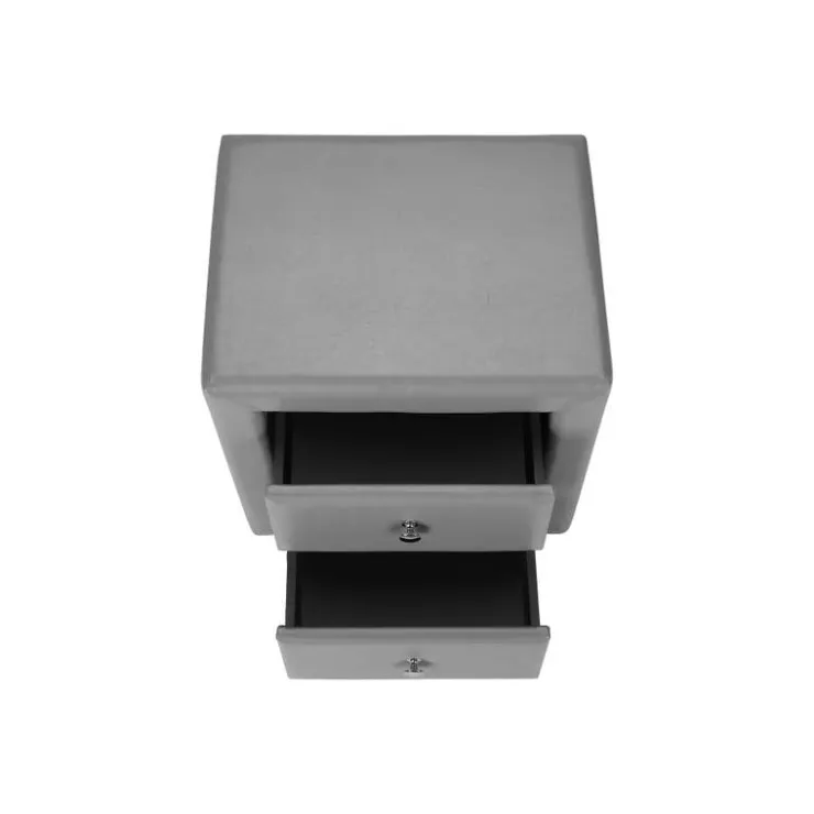 Monarch Nightstand - upholstered / 2 storage drawers - 21"h - leather-look - Grey Online