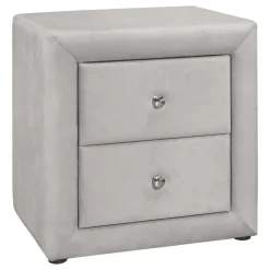Monarch Nightstand - upholstered / 2 storage drawers - 21"h - velvet - Light Grey Sale