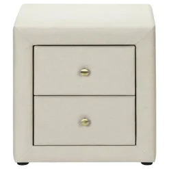 Monarch Nightstand - upholstered / 2 storage drawers - 21"h - linen-look - Beige Outlet