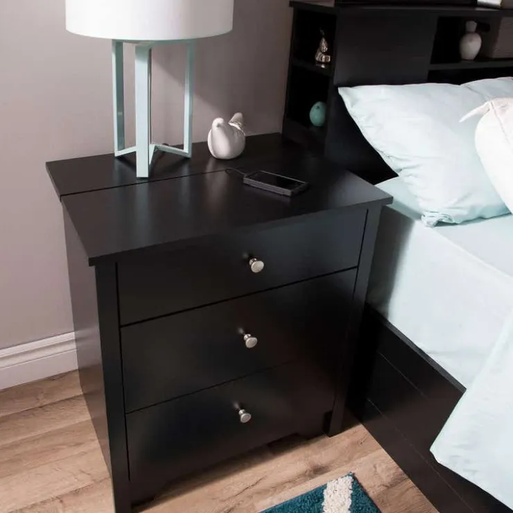 Meubles South Shore Nightstand Charging Station - South Shore PURE BLACK Best