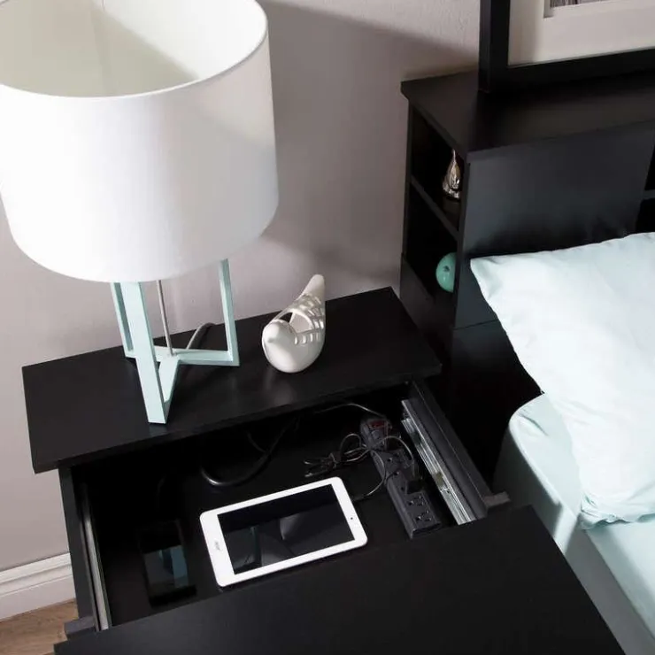 Meubles South Shore Nightstand Charging Station - South Shore PURE BLACK Best