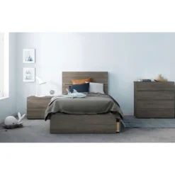 Nexera Nightstand, 2-Drawer, Bark - Grey Sale