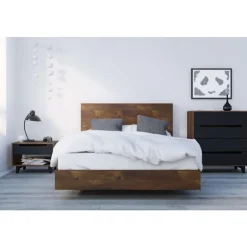 Nexera Nightstand, 1-Drawer, Truffle & Black - Black and Brown